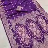 Purple Banarasi Lace Zari Work Saree