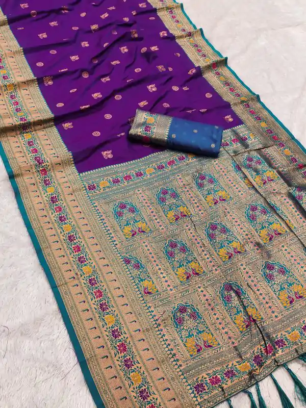 Purple Banarasi Silk Zari Work Saree
