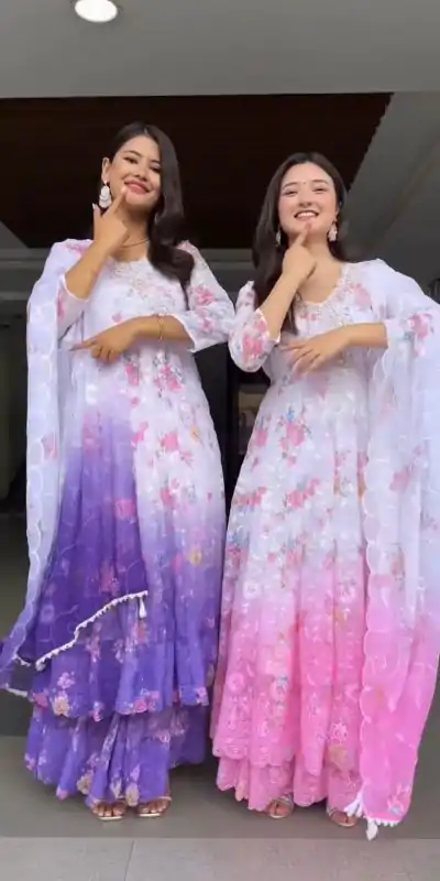 ST 1126 Purple Faux Georgette Gown Perfect for Wedding, Party, Diwali, Makar Sankranti, Mehendi – . Special Price ₹2599. Delivery 4-6 Working Days. | Jump Suits, Salwar suit, Casual Suits, Creative suits, Designer Suits, Palazzo Suits, Party Wear Suits, Patiala Suits, Straight Suits