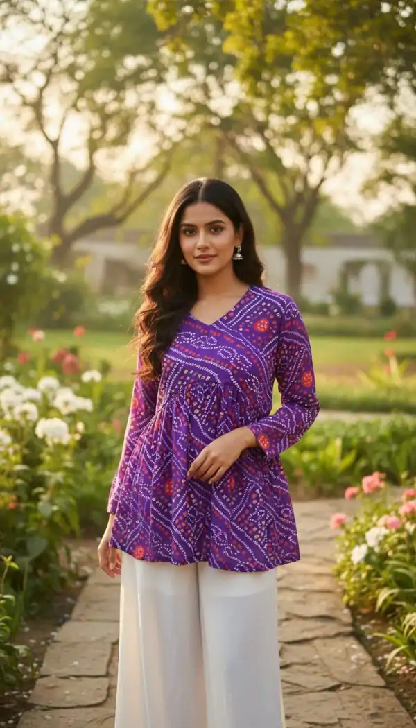 INLI Bandhej Purple Color Pure Georgette Kurti with Designer Work. Best Price ₹1349. Delivery 4-6 Working Days. Shop now. | Kurti, Bollywood Kurti, Creative Kurtis, Designer Kurti, Party Wear Kurti, Selfie Kurti
