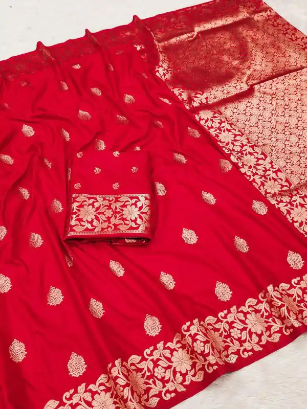 Red Banarasi Silk Lace Zari Work Saree