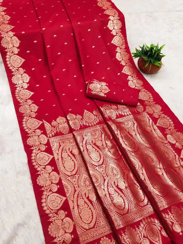 Red Banarasi Silk Zari Work Saree