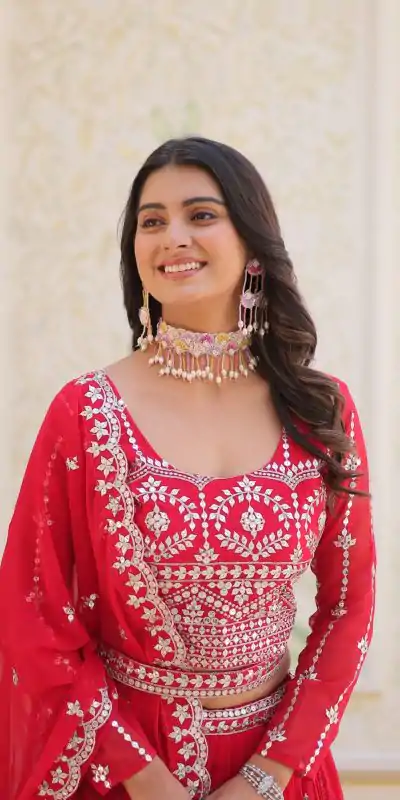 Ram 085 Red Color Fox Georgette Lehenga Choli with Embroidery Work. Grab it for ₹3049. Delivery 4-6 Working Days. Shop now. | Lehenga, Bollywood Lehenga, Creative Lehenga, Designer Lehenga, Embroidered Lehenga, Party Wear Lehenga