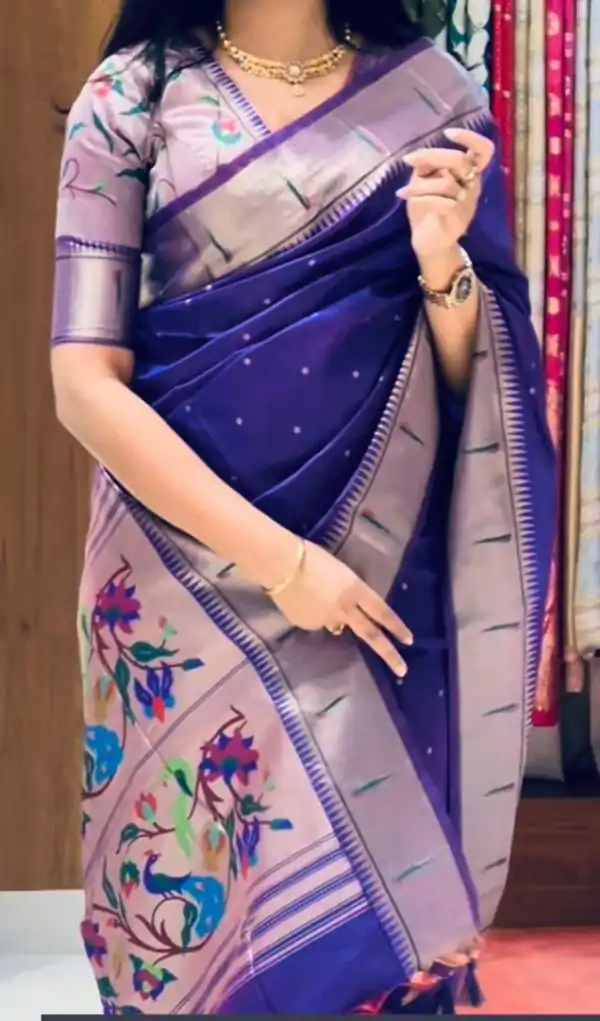 Royal Blue Pure Banarasi Silk Zari Work Saree
