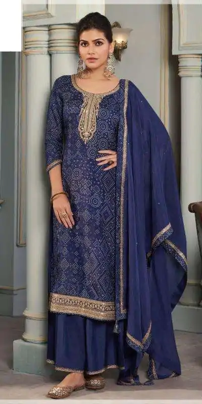 Royal Blue Viscose Silk Digital Print Salwar Suit