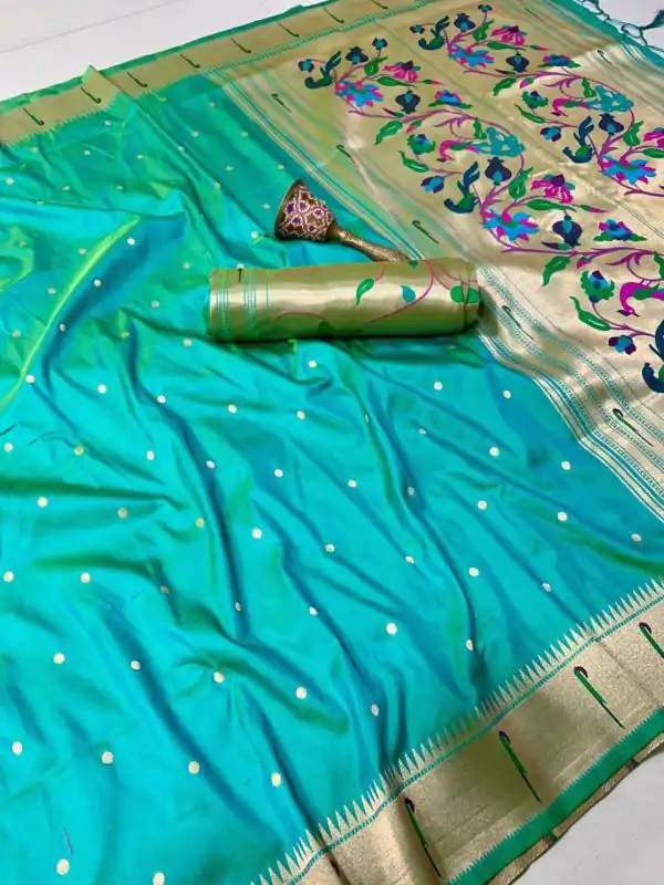 Sky Blue Pure Banarasi Silk Zari Work Saree