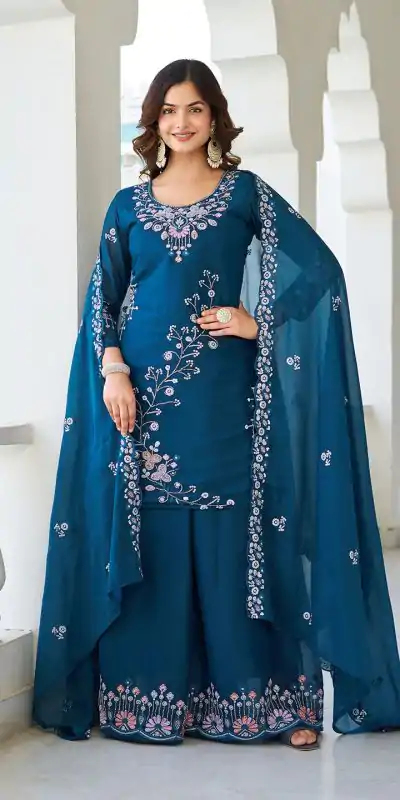 Ram 103 Teal Color Star Georgette Salwar Suit with Embroidery Work. Get it for ₹3049. Delivery 4-6 Working Days. Shop now. | Jump Suits, Salwar suit, Casual Suits, Creative suits, Designer Suits, Palazzo Suits, Party Wear Suits, Patiala Suits, Straight Suits