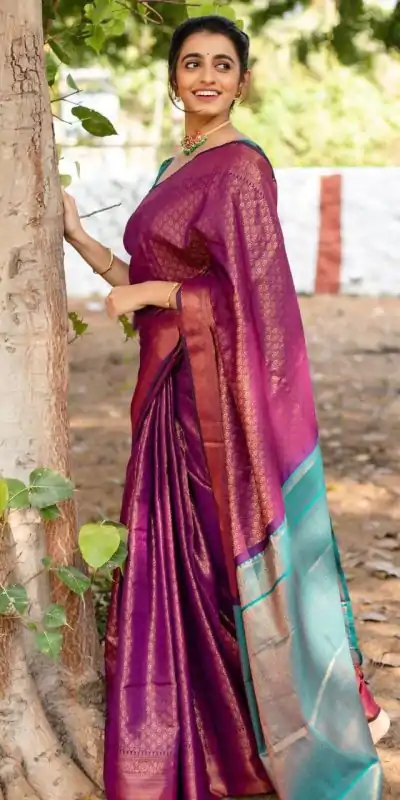 KPR 207 Wine Color Soft Lichi Silk Saree with Lace Work & Lace Border. Get it for ₹1299. Delivery 4-6 Working Days. Shop now. | Designer Sarees, Embroidered Sarees, Sarees, Bollywood Sarees, Creative Sarees, Ethnic Saree, Modern Digital sarees, Party Wear Sarees