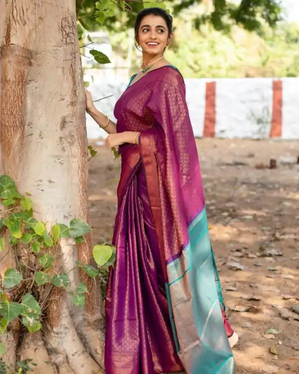 KPR 207 Wine Color Soft Lichi Silk Saree with Lace Work & Lace Border. Get it for ₹1299. Delivery 4-6 Working Days. Shop now. | Designer Sarees, Embroidered Sarees, Sarees, Bollywood Sarees, Creative Sarees, Ethnic Saree, Modern Digital sarees, Party Wear Sarees