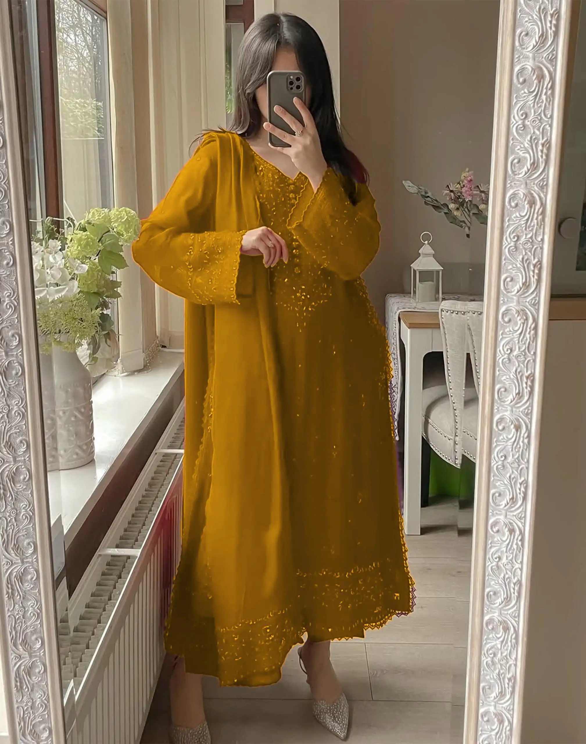 Yellow Georgette Embroidery Work Salwar Suit - Image 4