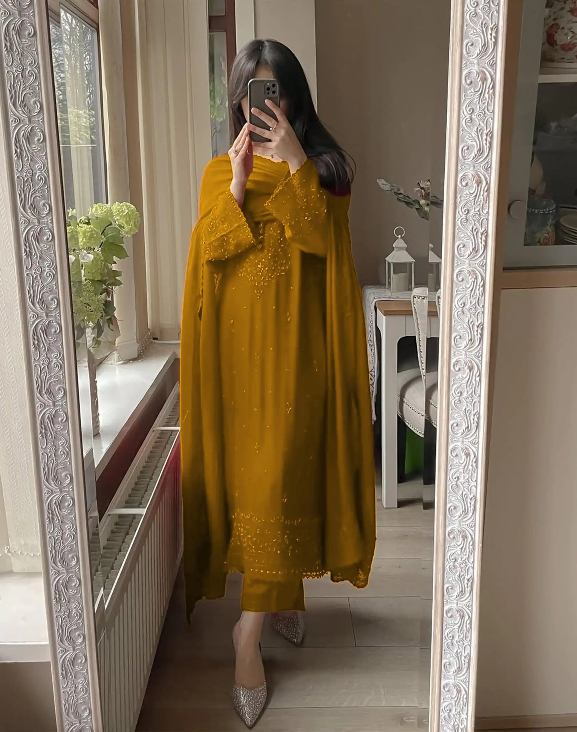 Yellow Georgette Embroidery Work Salwar Suit - Image 2