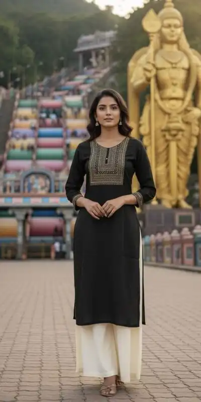 Block Rayon Embroidery Work Kurti