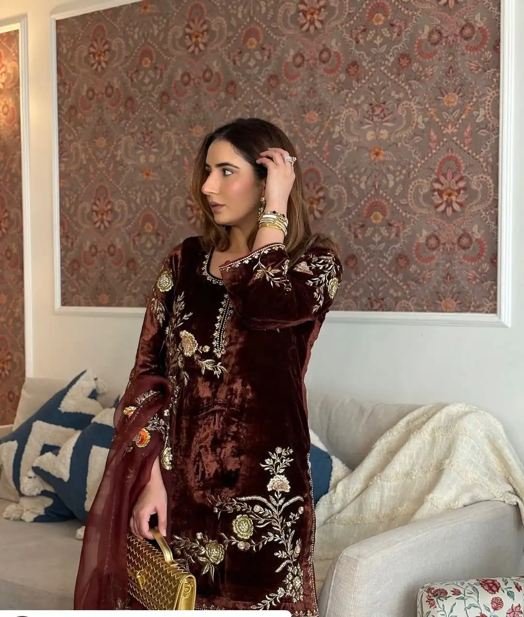 NSR 879 Mahendi Faux Georgette Salwar Suit with Embroidery Work. Available at ₹2399 only. Delivery 4-6 Working Days. Shop now. | Lehenga, Bollywood Lehenga, Creative Lehenga, Designer Lehenga, Embroidered Lehenga, Party Wear Lehenga