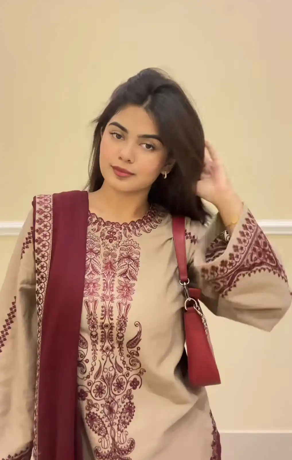 Chiku Faux Georgette Bead Embroidery Work Salwar Suit - Image 7