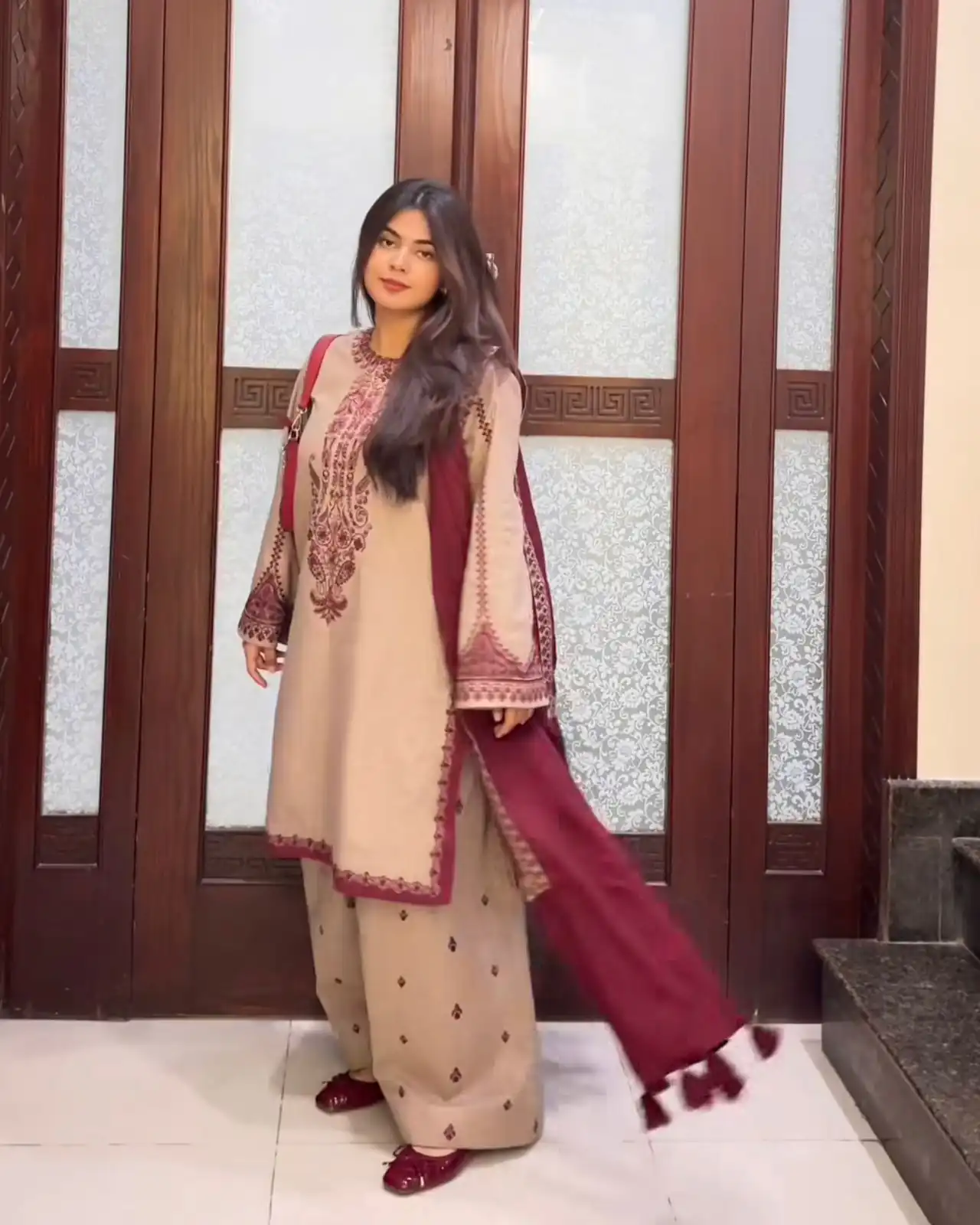 Chiku Faux Georgette Bead Embroidery Work Salwar Suit