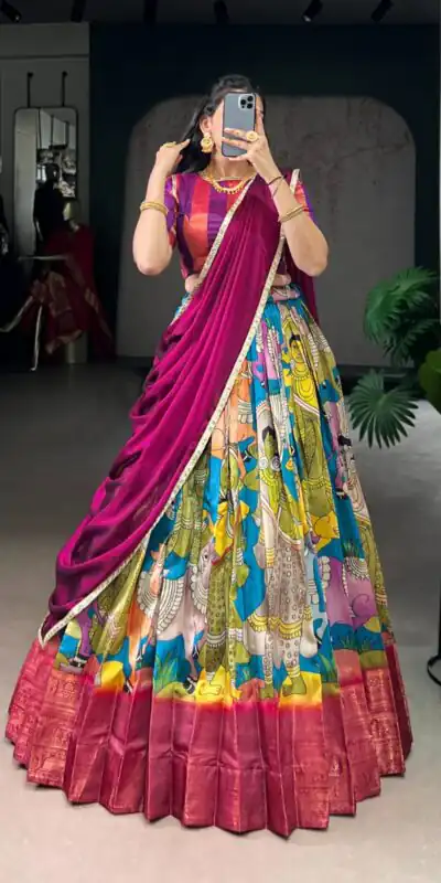 Firozi Dola Silk Sequins Zari Work Lehenga Choli