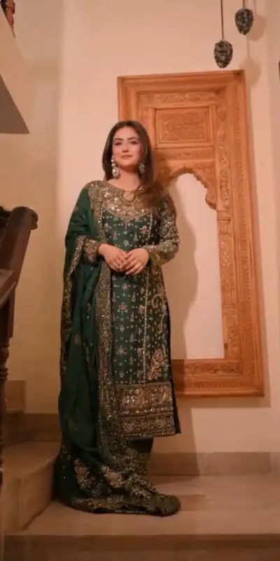 NSR 879 Mahendi Faux Georgette Salwar Suit with Embroidery Work. Available at ₹2399 only. Delivery 4-6 Working Days. Shop now. | Lehenga, Bollywood Lehenga, Creative Lehenga, Designer Lehenga, Embroidered Lehenga, Party Wear Lehenga