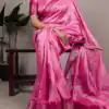 Pink Rumali Silk Zari Work Saree