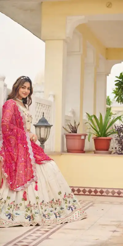 Pink Tissue Silk Embroidery Work Lehenga Choli