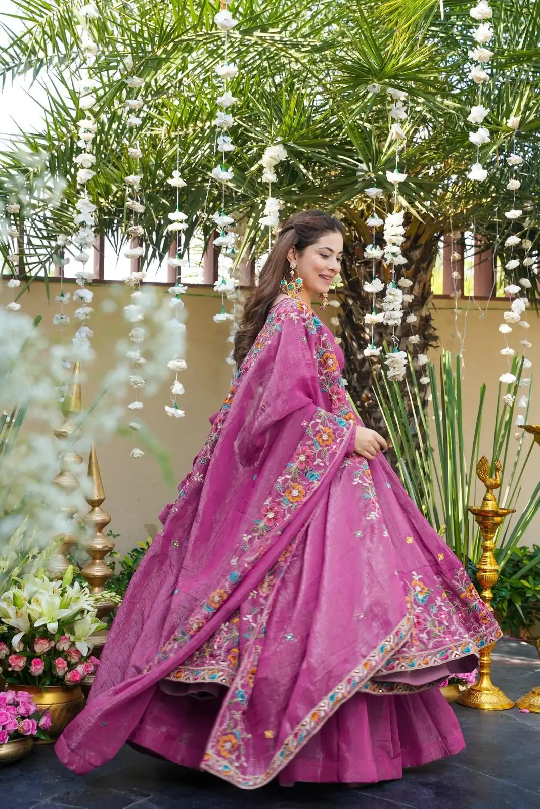 NSR 880 Purple Crunchy Silk Gown with Embroidery Work. Wedding, Party, Festive, Events Grab it for ₹2249. Delivery 4-6 Working Days. Shop now. | Gowns, Bollywood Gowns, Creative Gowns, Designer Gowns, Embroidered Gowns, Party Wear Gowns