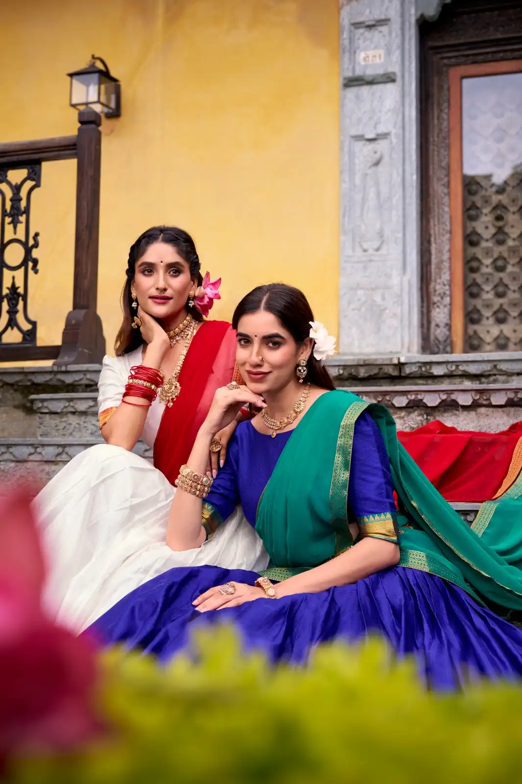 Royal Blue Poly Cotton Lace Zari Work Lehenga Choli - Image 3