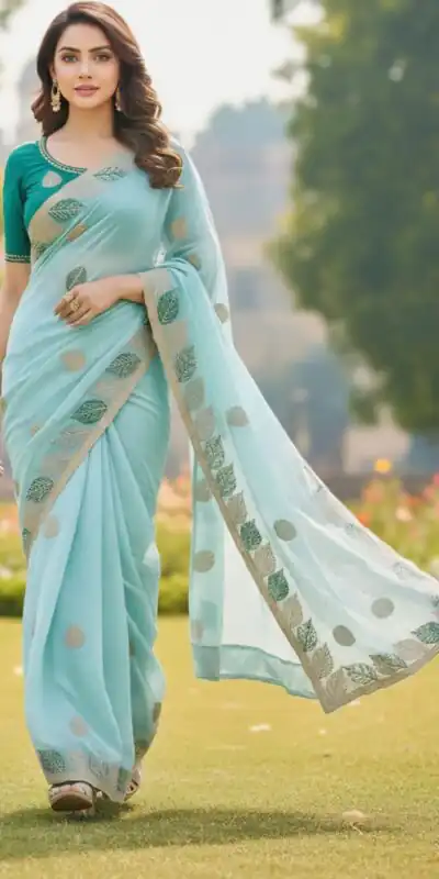 SC 1005 Sky Blue in Soft fandy Silk Embroidery Work & Lace Work Saree . Available at ₹2499 only. Delivery 4-6 Working Days. Shop now. | Designer Sarees, Embroidered Sarees, Sarees, Bollywood Sarees, Creative Sarees, Ethnic Saree, Modern Digital sarees, Party Wear Sarees
