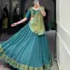 Teal Pure Rayon Zari Lace Work Lehenga Choli