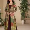 Wine Blooming Georgette Mirror Work Embroider Kurti