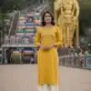 Yellow Rayon Embroidery Work Kurti