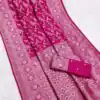 Pink Khaddi Pashmina Floral Print Zari Work Saree