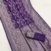 Purple Khaddi Pashmina Floral Print Zari Work Saree