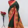 Green Paithani Silk Woven Motifs Work Saree