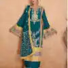 Blue Chinon Embroidery Work Salwar Suit
