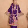 Purple Chinon Embroidery Work Salwar Suit