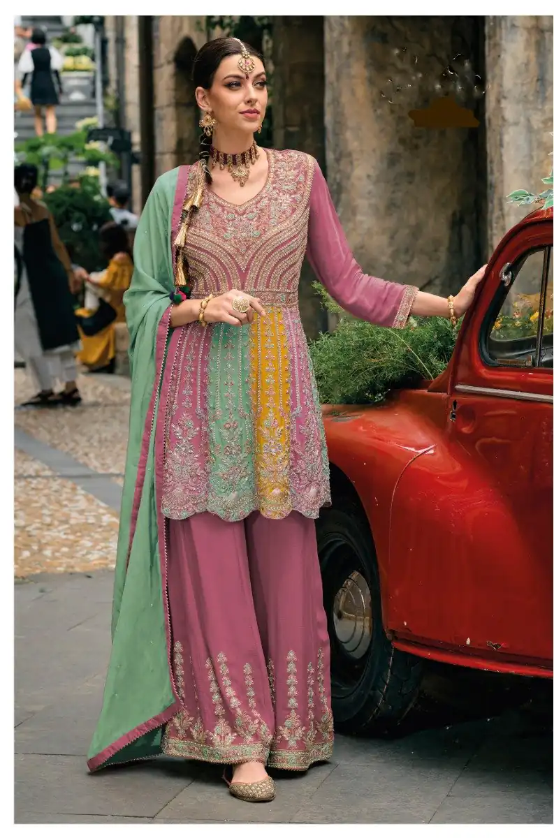 Onion Chinon Embroidery Work Salwar Suit