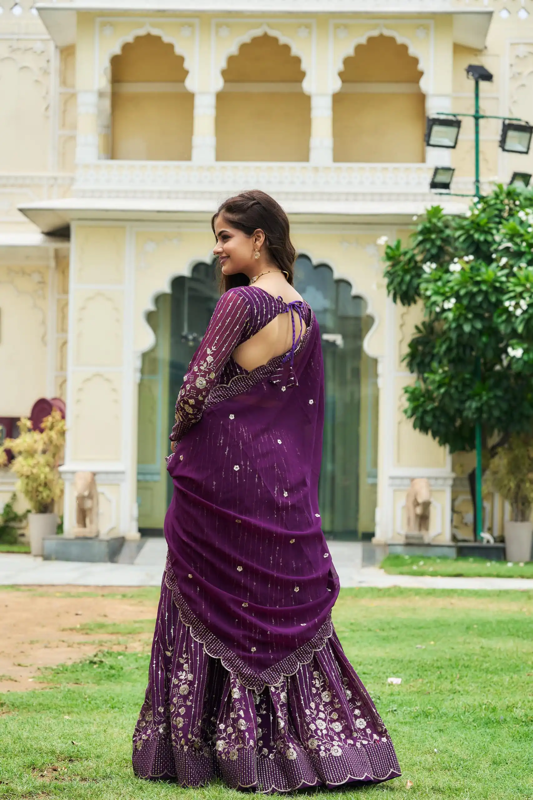 Purple Fox Georgette Sequence Work Lehenga Choli - Image 3