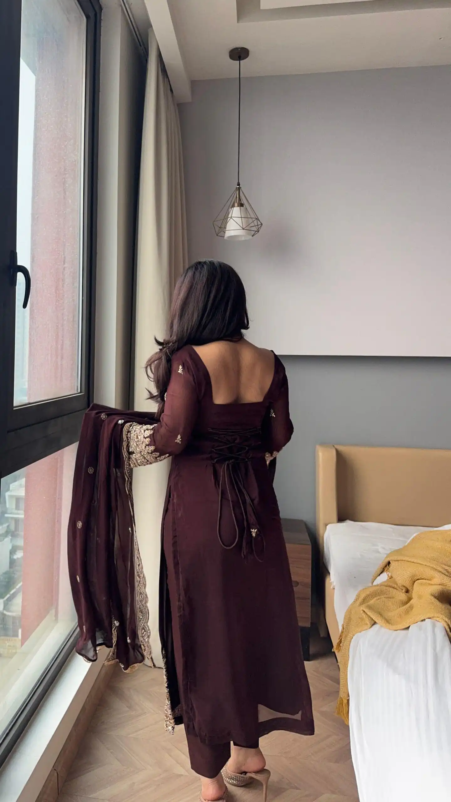 Brown Georgette Embroidery Work Salwar Suit - Image 5