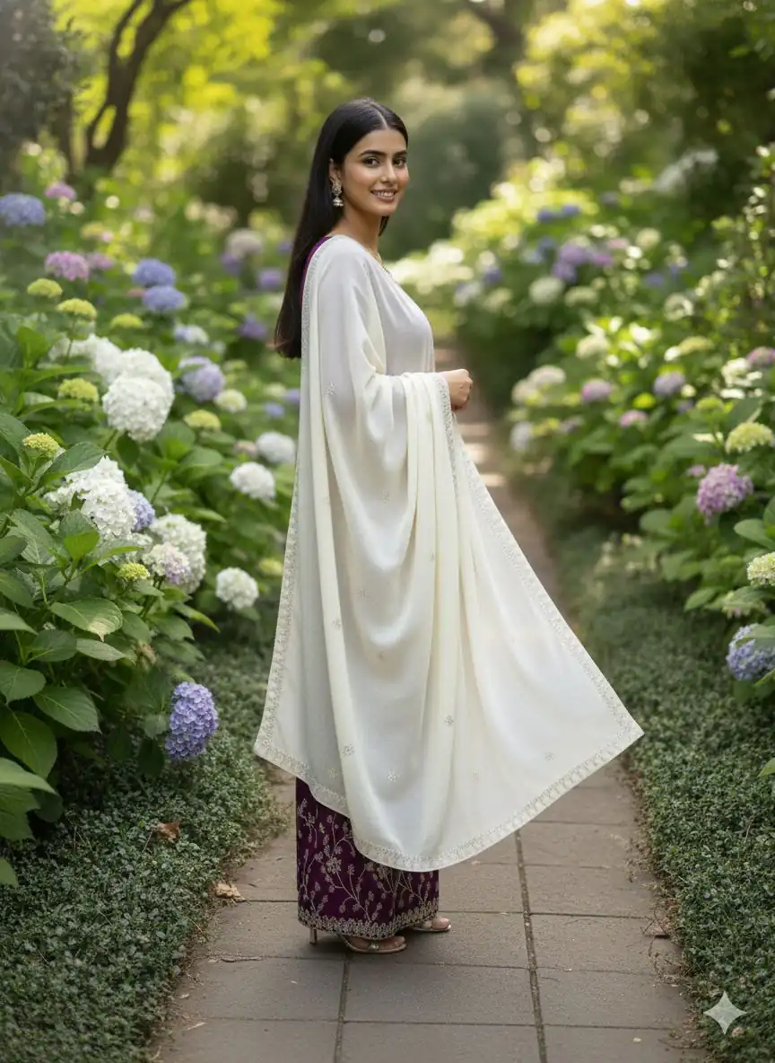 Wine Organza Silk Lace Embroidery Work Salwar Suit - Image 5