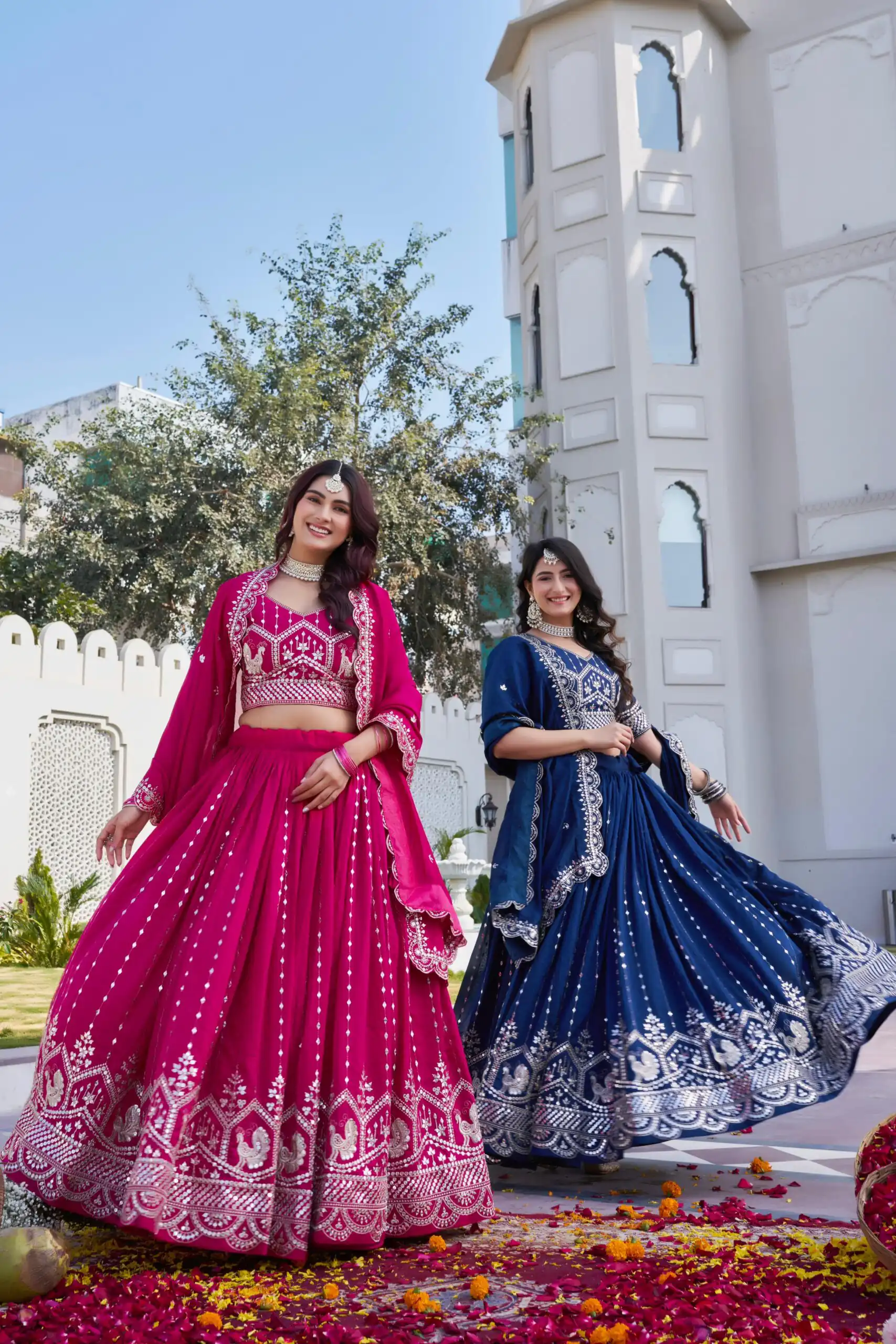 Red Vichitra Embroidery Work Lehenga Choli - Image 5