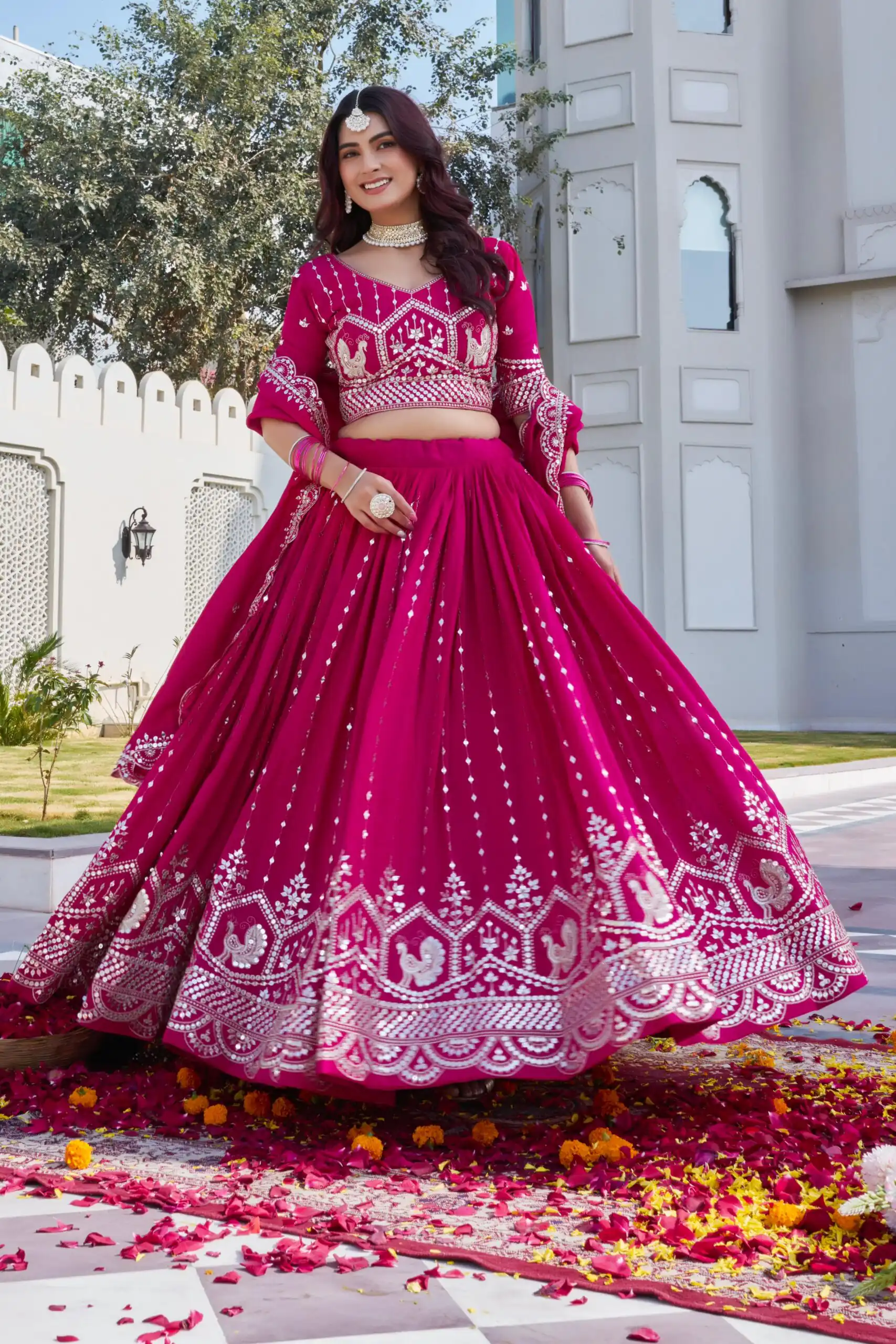 Red Vichitra Embroidery Work Lehenga Choli