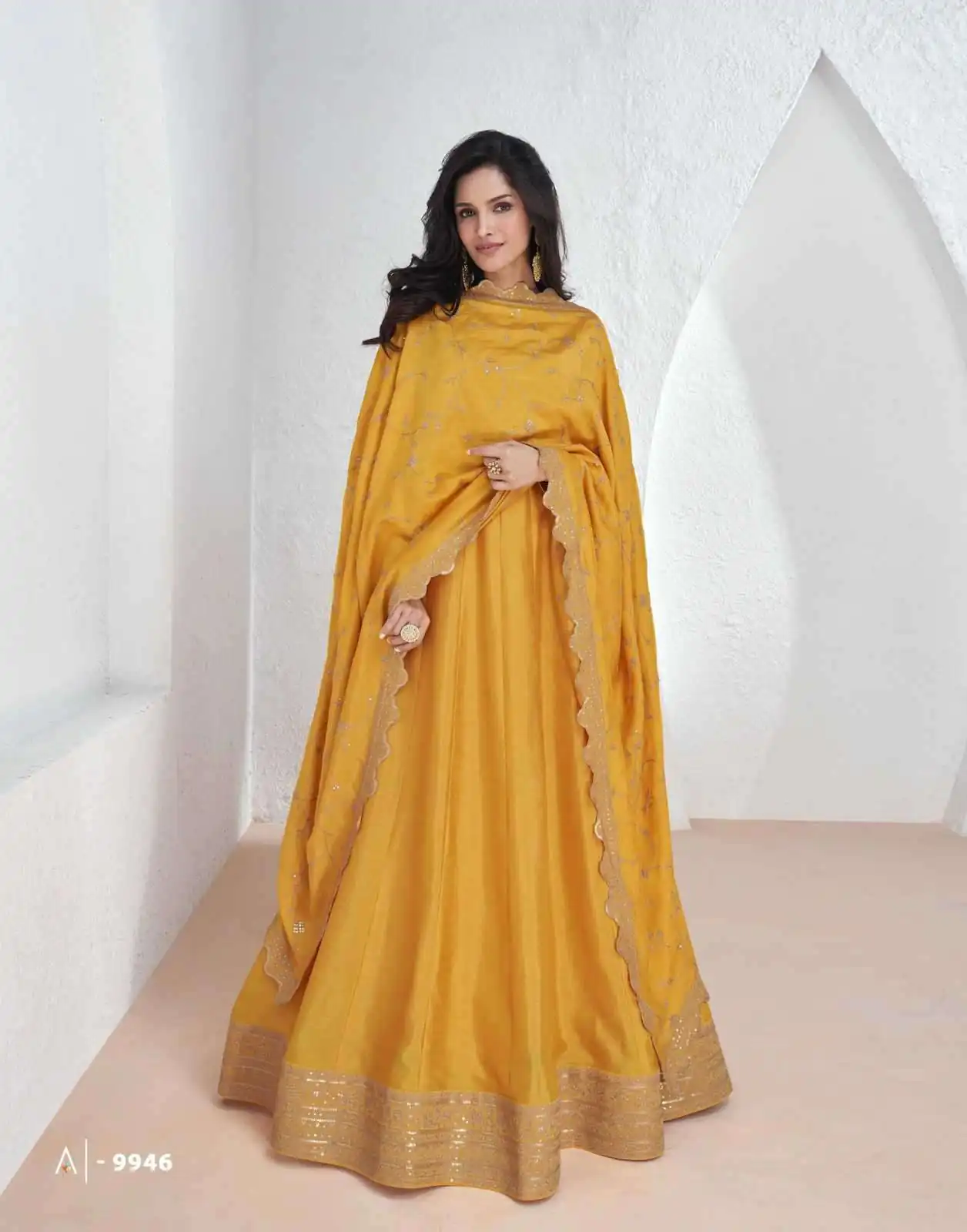 Yellow Vichitra Embroidery Lace Work Salwar Suit