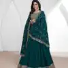 Teal Vichitra Embroidery Lace Work Salwar Suit