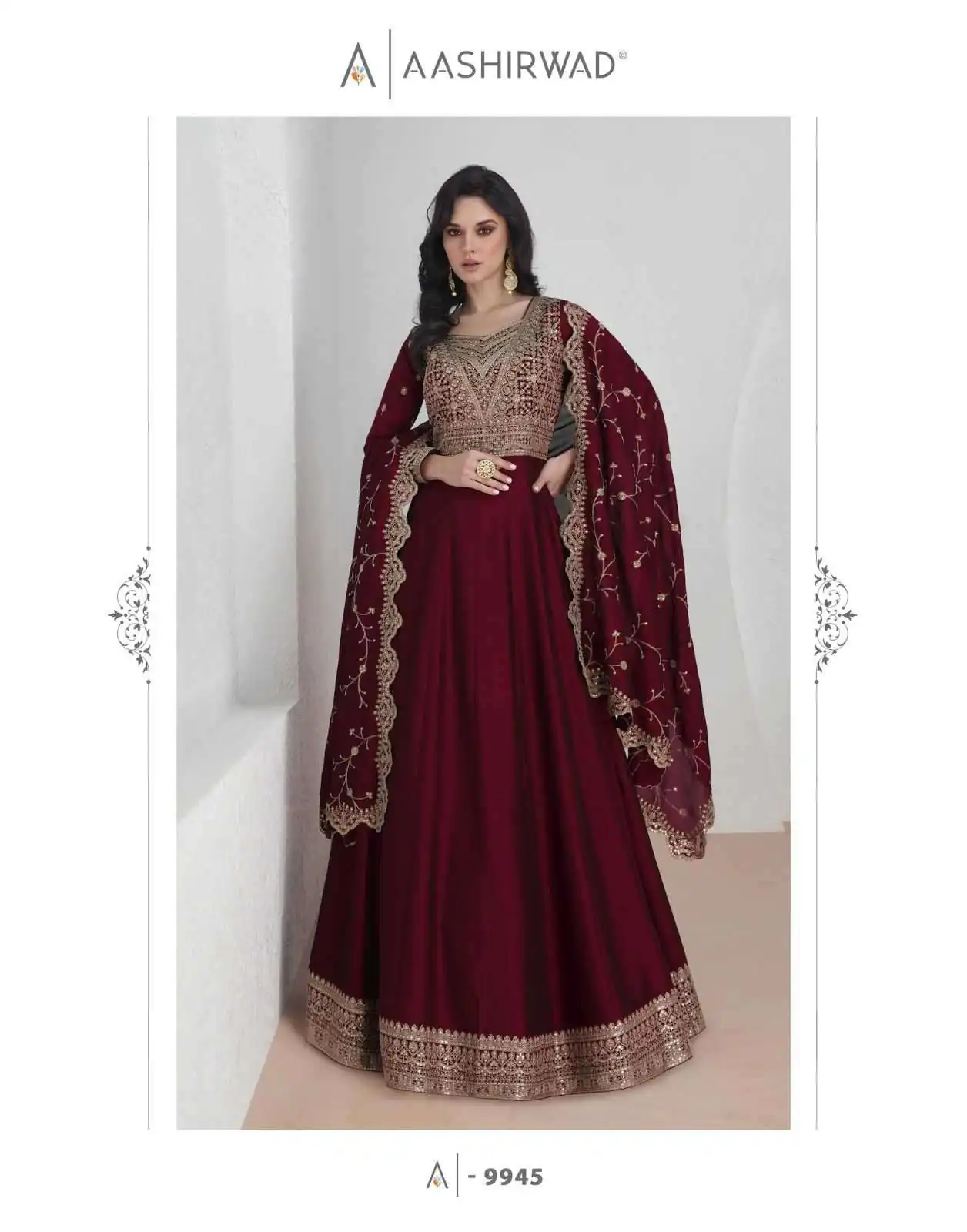 Maroon Vichitra Embroidery Lace Work Salwar Suit