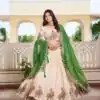 Green Pure Tissue Silk Embroidery Work Lehenga Choli