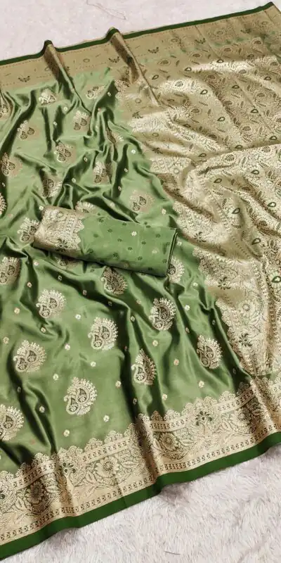 MB 9 Green Color Satin Silk Saree with Lace Work & Zari Work. Exclusive Offer ₹2149. Delivery 4-6 Working Days. Shop now. | Designer Sarees, Sarees, Bollywood Sarees, Creative Sarees, Embroidered Sarees, Ethnic Saree, Modern Digital sarees, Party Wear Sarees