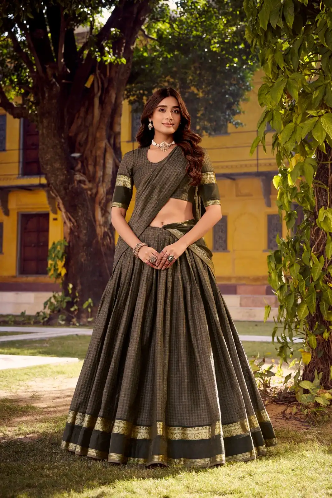 LNB 1900 Grey Color Chettinad Cotton Chex Zari Work Lehenga Choli . Now at just ₹3249. Delivery 4-6 Working Days. Shop now. | Lehenga, Bollywood Lehenga, Creative Lehenga, Designer Lehenga, Embroidered Lehenga, Party Wear Lehenga
