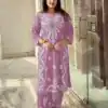 Lavender Rayon Wid Lakhnavi  Style Work Kurti