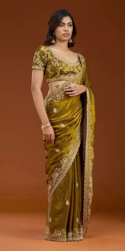 E BT 438 Mustard in Fandy Satin Silk mbroidery Work & Zari Work Saree. Special Price ₹1949. Delivery 4-6 Working Days. Shop now. | Designer Sarees, Embroidered Sarees, Sarees, Bollywood Sarees, Creative Sarees, Ethnic Saree, Modern Digital sarees, Party Wear Sarees