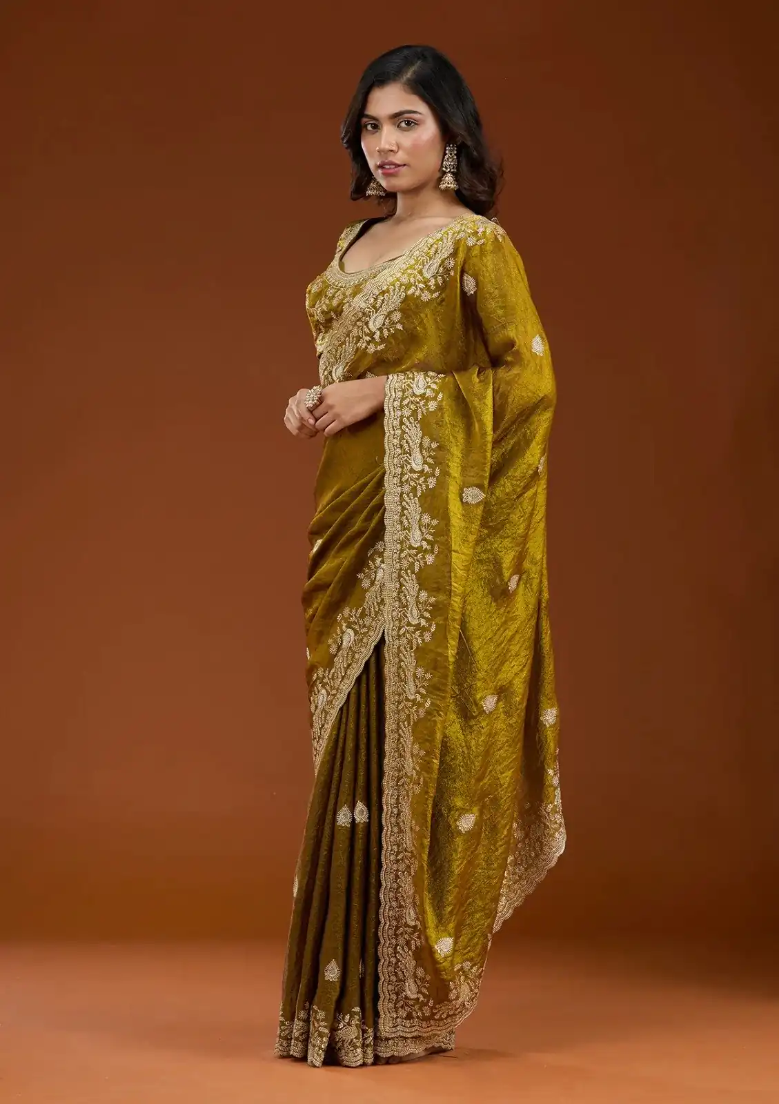 E BT 438 Mustard in Fandy Satin Silk mbroidery Work & Zari Work Saree. Special Price ₹1949. Delivery 4-6 Working Days. Shop now. | Designer Sarees, Embroidered Sarees, Sarees, Bollywood Sarees, Creative Sarees, Ethnic Saree, Modern Digital sarees, Party Wear Sarees