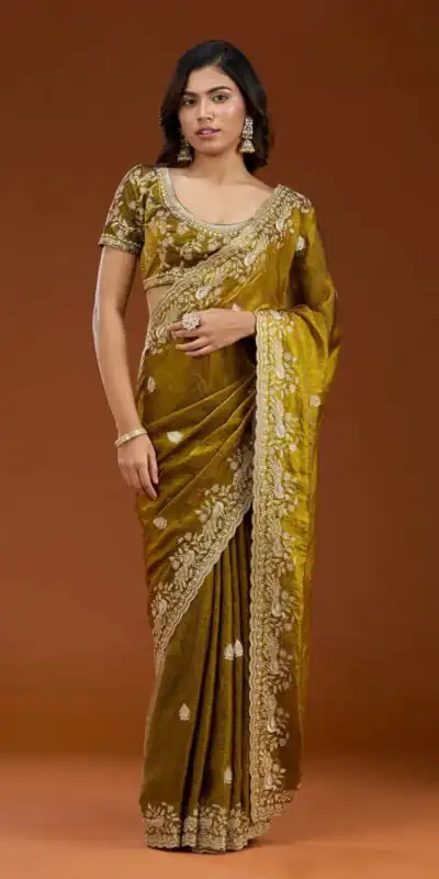 E BT 438 Mustard in Fandy Satin Silk mbroidery Work & Zari Work Saree. Special Price ₹1949. Delivery 4-6 Working Days. Shop now. | Designer Sarees, Embroidered Sarees, Sarees, Bollywood Sarees, Creative Sarees, Ethnic Saree, Modern Digital sarees, Party Wear Sarees